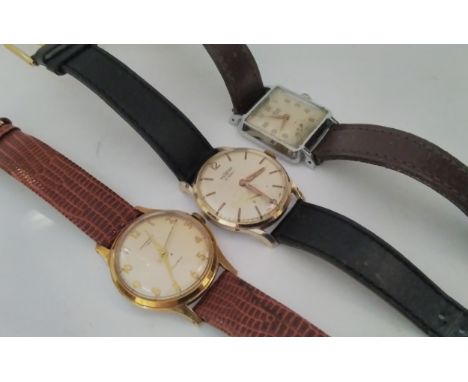 Three vintage wristwatches, two of circular form and the other square, including Ingersoll and Avia 