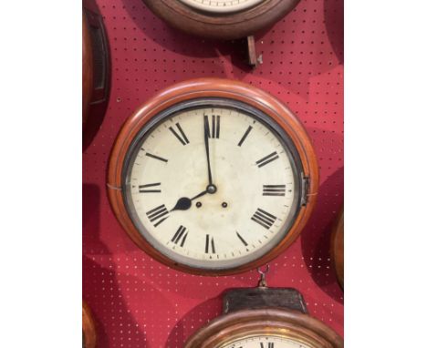 A Victorian mahogany cased dial clock with twin train movement, surround split, with pendulum 