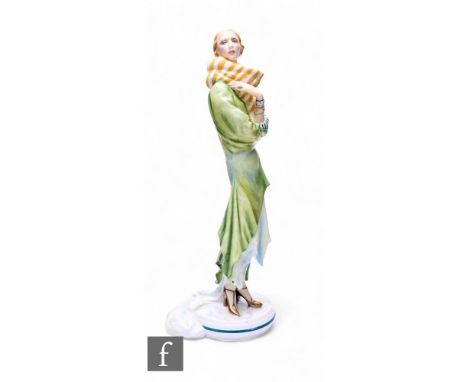 Kenneth Potts for Royal Worcester, A La Mode series figure 'Soiree' (1928), circa 1982, figure of lady in the Art Deco style,