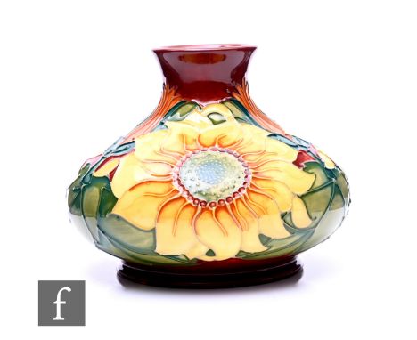 Rachel Bishop for Moorcroft Pottery, an 'Inca' pattern vase, circa 1994, of compressed baluster form, tubeline decorated with