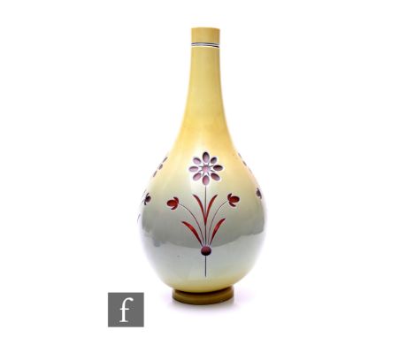 Joshua Hodgetts for Stevens &amp; Williams (attributed), a large cased glass bottle vase, circa 1900, graded chartreuse to ap