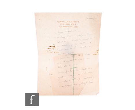 A.A.Milne - (1882-1956 - Author - Winnie the Pooh) - An autograph letter signed ‘A.A.Milne’ to Chamberlain, on Mallord Street