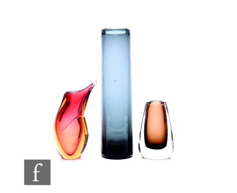Per Lutken for Holmegaard, a mid-Century glass vase, of tapered cylinder form in pewter, engraved marks to base and no.14910,