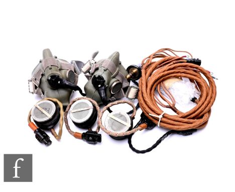 Two RAF type H oxygen masks, an AM microphone assembly type 48, boxed, two RAF sockets type 359, a US army microphone lead, b
