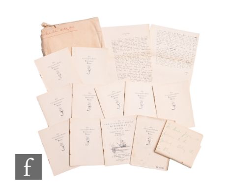 A.A.Milne -&nbsp;(1882-1956 - Author - Winnie the Pooh) - The original manuscript introduction in ink to “The Christopher Rob