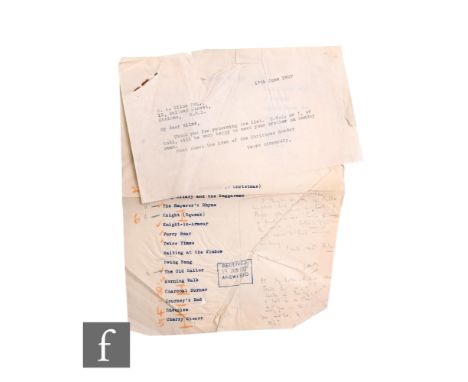 .A.Milne -&nbsp;(1882-1956 - Author - Winnie the Pooh) - Autograph notes in pencil and orange crayon on a typed sheet of cont