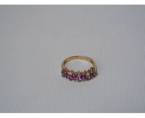 9ct Ruby and tanzanite stone set ring