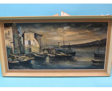 R. Windebank - oil on board, local view of Rife Meadow, Ferring, 14 x 20in. and five other paintings, all framed
