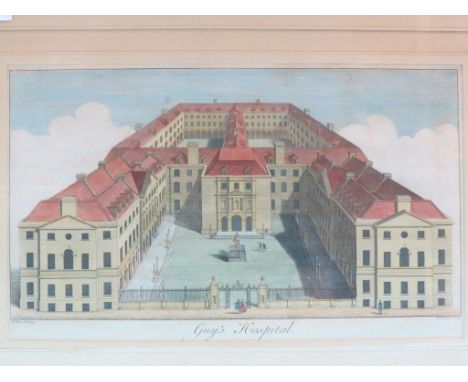 An 18th century line-engraving Guy's Hospital, after R. West, 8 x 14in., and an etching, Guy's Hospital by E. Seymour 