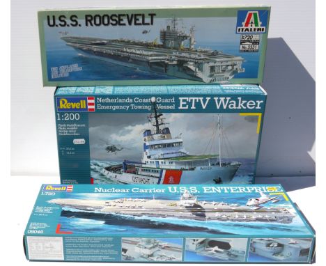Revell Military Ships Kits, no. 05038 Type VII C German Submarine Deutsches U-Boat, Italeri no. 5531 U.S.S. Roosevelt and oth