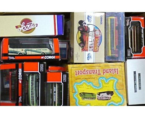 Corgi Buses, Trams and Coaches, models from the Original Omnibus, Classic Public Transport and Tramway Classics series, inclu