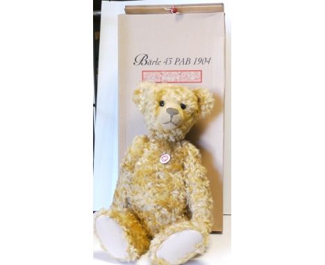 Steiff Teddy Bear, Steiff Baerle 43 PAB 1904, light brown mohair, white tag, limited to production in 2004 to commemorate 100