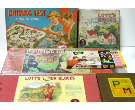 Construction Sets and Games, Lott's Bricks 3 with illustrations of models to be built and Tudor Blocks 3, Pepys Series 'Housi
