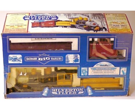 A Bachmann G Gauge 'Silverton Flyer' Train Set, set ref 90025, with 4-6-0 locomotive and bogie tender in black/yellow D&RGW l
