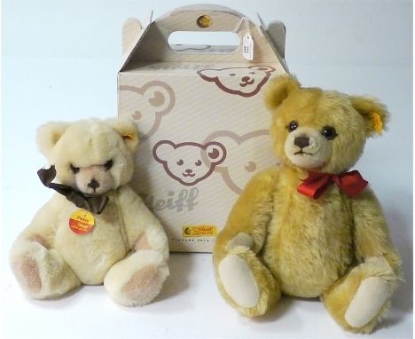 Steiff Teddy Bears, two mask face bears, yellow labels, no. 011757, 'Brummbar', golden mohair, cream pads, brown glass eyes a