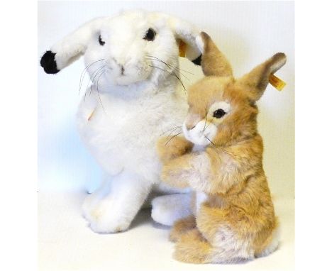 Steiff Rabbits, yellow labels, no. 077852 1988 'Putsi' rabbit with golden coloured fur and cream stomach and ears 11in, toget
