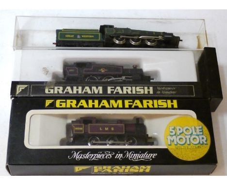N Gauge Locomotives by Graham Farish, comprising LMS 'Jinty' 16389 in LMS crimson with 5-pole motor, VG-E, box VG, lined BR b
