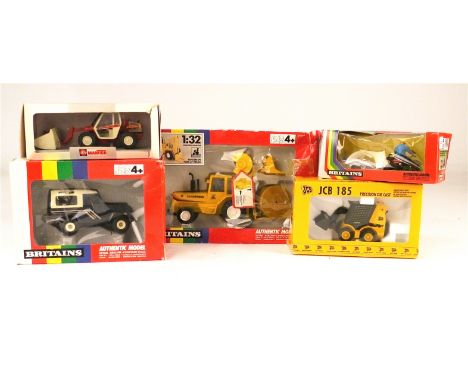 Britains Farming Vehicles, seven models including 9571 New Holland Combine Harvester together with JCB (3) and Manitou models