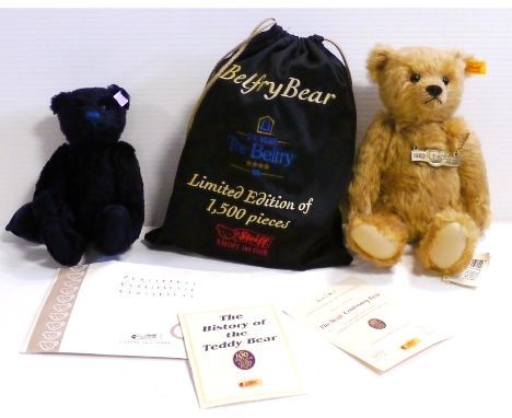 Steiff Teddy Bears, yellow label, 'Centenary Bear', reference 660337, no. 5293, golden mohair fur, golden felt paws, black pl
