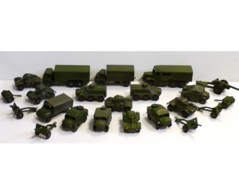 Dinky Military Diecast, 670 armoured car (5), 676 Armoured Personnel Carrier (2), 7.2 inch Howitzer Gun, 688 Field Artillery 