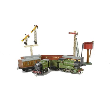 Hornby 0 Gauge Post War Locomotives Rolling Stock and Accessories, 501 0-4-0 LNER green Tender Locomotive and 101 LNER green 