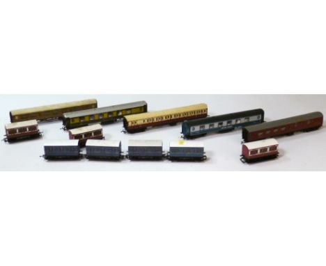 Hornby OO Gauge Unboxed Coaching Stock, comprising 8 S&DJR blue 4-wheelers and 3 Caledonian examples, 5 assorted BR blue/grey