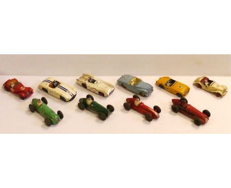 Dinky Racing Cars, including a 23G Cooper-Bristol, 23J H.W.M., 23N Maserati 23N, 23F Alfa-Romeo (repainted), 237 Mercedes Ben