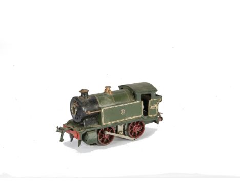 A Hornby O Gauge 20v Electric No 1E Tank Locomotive, in GWR 'shirt button' green as no 4560, overall F, dusty, three wheels f