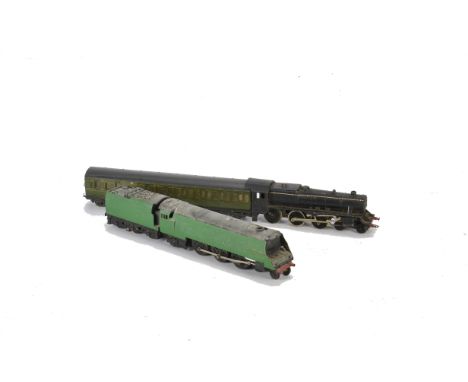 Graham Farish 00 Gauge Locomotives and Coach, repainted green Merchant Navy Locomotive and Tender, black Five 4-6-0 Locomotiv