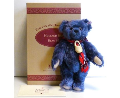 Steiff Teddy Bear, white label, no. 660078, 1999 'Holland' Bear, blue mohair, beige felt pads, black plastic eyes, black stit