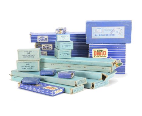 Hornby Dublo 00 Gauge 3-Rail boxes, EDA1 light blue (2), EDAB1 light blue (6), EDA2 striped (1), EDBS striped (2), EDB1½,  Fo