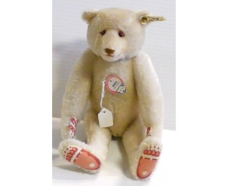 Steiff 1930 Replica Teddy Bear, white label, 1992, reference 407574, 'Dicky' no. 3703 of 7000, white mohair fur, printed velv