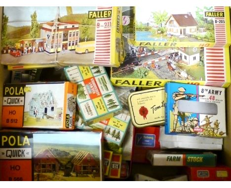 A Large Collection of OO and HO Gauge Scenic Items by Merit Airfix Pola Faller and Others, including building kits by Pola an