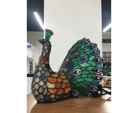 TIFFANY STYLE PEACOCK LAMP