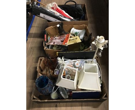 3 BOXES OF ASSORTED GOODS INCLUDING CARRIAGE CLOCK