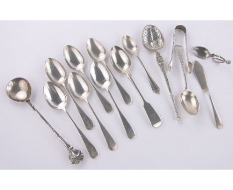 A Group of silver spoons,caddy spoon etc, 7.8 ozs total