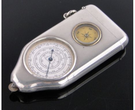 An unusual silver combination vesta case / map reader,having double sided inset distance reading gauge & wheel, & an inset co
