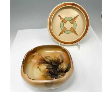 Includes 1 hand painted bowl, with Noritake backstamp, features foliate and nut design; measures: 7"L x 7"W x 2.5"H. 1 child 