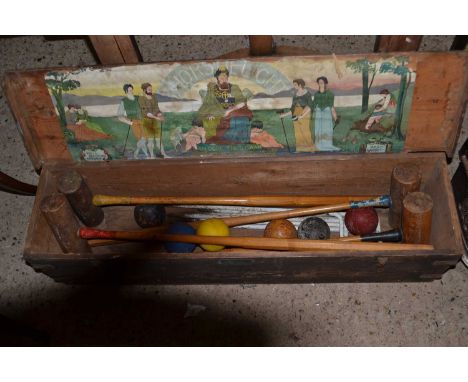 Boxed vintage croquet set