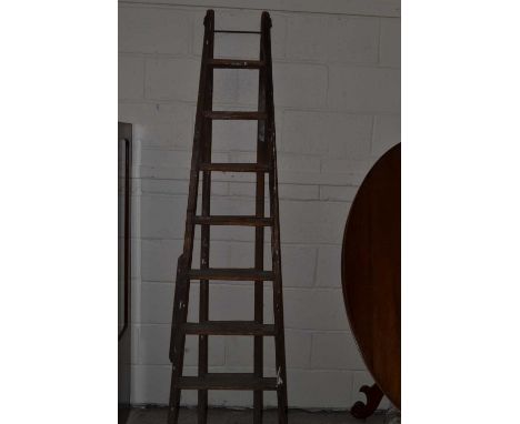 Folding wooden step ladder
