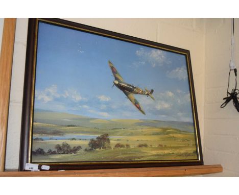 John Young, coloured print of a Spitfire