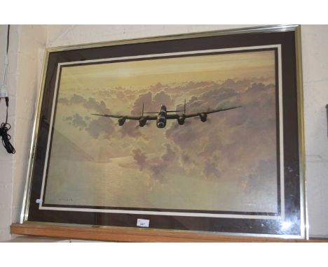After Gerald Colson, Lancaster Outbound, coloured print, framed and glazed