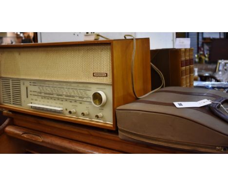 A vintage mid-century Grundig radio type 3367, together with a cased Olivetti Lettera 22 typewriter. (2)