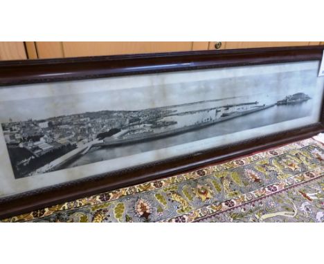 A vintage panoramic photo print by Grut of Town &amp; Harbour of St Peter Port, Guernsey.