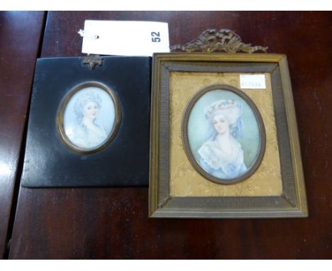Two portrait miniatures on ivorine of beauties, one of Princess Louise (2)