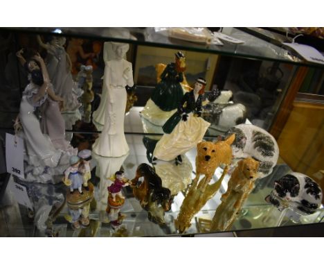 A small group of various porcelain figures etc, comprising of Lladro figure group of Flamenco dancers (5601); Royal Worcester