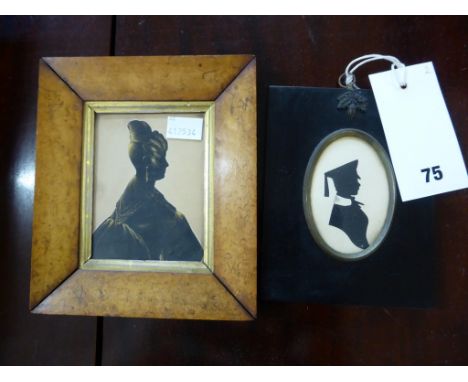 A mid 19th century gilded portrait silhouette plus another (2)