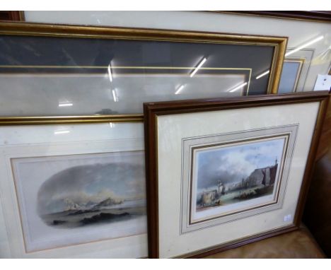 Two prints of Jersey after Jean Le Capelain, 'St. Aubins' and 'St. Brelades Bay', together with an Ouless print of St. Brelad