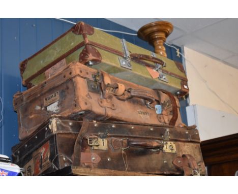 A vintage green canvas Revelation suitcase together with two others (3)