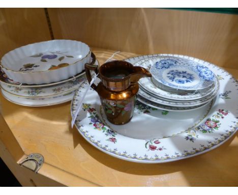 Copeland - Spode Bone China in the 'Peplow' pattern plates and platter, together with a Mason's plate, Royal Worcester etc. (